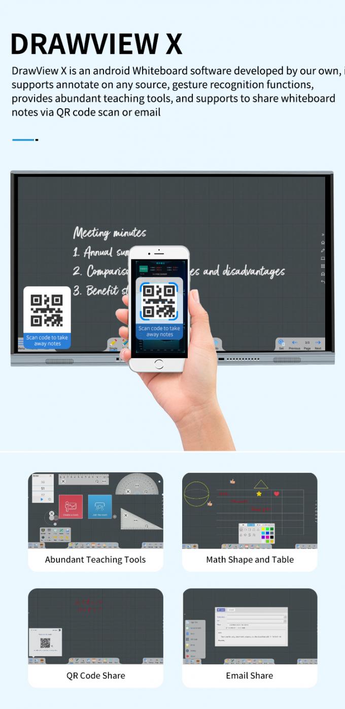 আইবোর্ড নতুন পণ্য 98 " 4 কে স্মার্ট ডিসপ্লে ইন্টারেক্টিভ ফ্ল্যাট প্যানেল ডিসপ্লে মিটিং রুমের জন্য বড় আকারের টাচ স্ক্রিন মনিটর 6