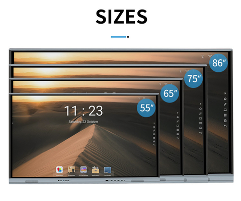 TFT LED 75'' ইন্টারেক্টিভ টাচ স্ক্রিন মনিটর অ্যান্ড্রয়েড 11 এআইও পিসি, আইআর টেক, বিল্ট ইন ক্যামারার সাথে