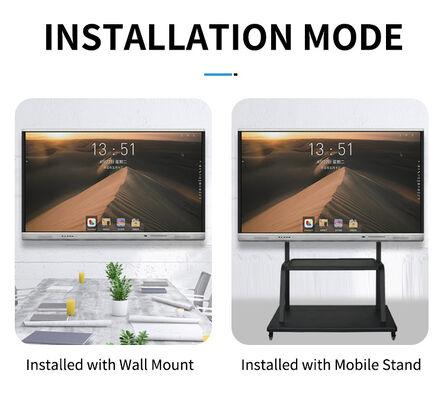 75 ইঞ্চি ইন্টারেক্টিভ টাচ স্ক্রিন মনিটর 20/40 টাচ পয়েন্ট এবং স্কুল শিক্ষা এবং অফিস মিটিং জন্য ইনফ্রারেড টাচ সঙ্গে