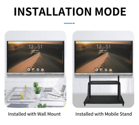 TFT LED 75'' ইন্টারেক্টিভ টাচ স্ক্রিন মনিটর অ্যান্ড্রয়েড 11 এআইও পিসি, আইআর টেক, বিল্ট ইন ক্যামারার সাথে