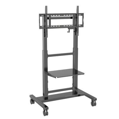 55-86 ইঞ্চি টিভির জন্য 100 কেজি লোড ক্যাপাসিটি এবং 360° ব্রেক হুইলস সহ অ্যাডজাস্টেবল উচ্চতা ইন্টারেক্টিভ হোয়াইটবোর্ড স্ট্যান্ড