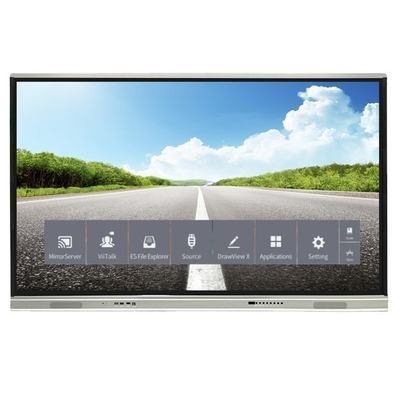 4K রেজোলিউশন ইন্টারেক্টিভ ফ্ল্যাট প্যানেল 350 উজ্জ্বলতা উচ্চ উজ্জ্বলতা এবং 15W * 2 স্পিকার অ্যান্ড্রয়েড 13 ইন্টারেক্টিভ হোয়াইটবোর্ড স্কুল শিক্ষা এবং সভা জন্য