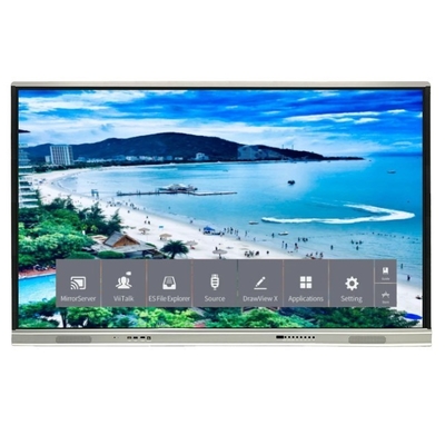 4K রেজোলিউশন ইন্টারেক্টিভ ফ্ল্যাট প্যানেল 350 উজ্জ্বলতা উচ্চ উজ্জ্বলতা এবং 15W * 2 স্পিকার অ্যান্ড্রয়েড 13 ইন্টারেক্টিভ হোয়াইটবোর্ড স্কুল শিক্ষা এবং সভা জন্য