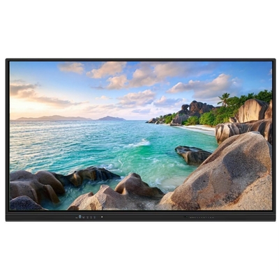 4K রেজোলিউশন ইন্টারেক্টিভ ফ্ল্যাট প্যানেল 350 উজ্জ্বলতা উচ্চ উজ্জ্বলতা এবং 15W * 2 স্পিকার অ্যান্ড্রয়েড 13 ইন্টারেক্টিভ হোয়াইটবোর্ড স্কুল শিক্ষা এবং সভা জন্য