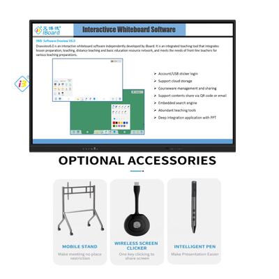 ২০২৬ নতুন আগমন ৪কে ইউএইচডি রেজোলিউশন অ্যান্ড্রয়েড ১৩/১৪ ওএস ৫০ টাচ পয়েন্ট ইন্টারেক্টিভ হোয়াইটবোর্ড স্মার্ট বোর্ড শিক্ষা এবং মিটিংয়ের জন্য