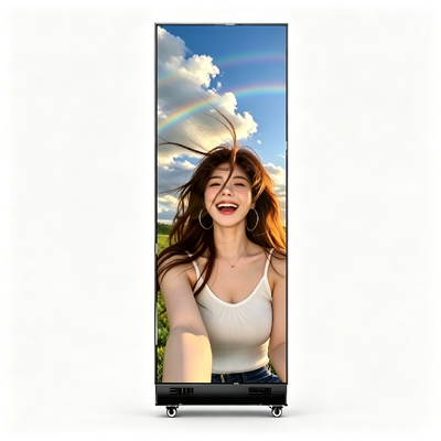 LED Poster Digital Display 80 Inch Foldable Movable Media Player Speaker Booth Hall Meetings 
