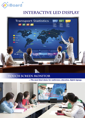 IR LED ইন্টারেক্টিভ হোয়াইটবোর্ড 75'' শিক্ষার জন্য ইন্টারেক্টিভ LCD ফ্ল্যাট প্যানেল টাচ মনিটর