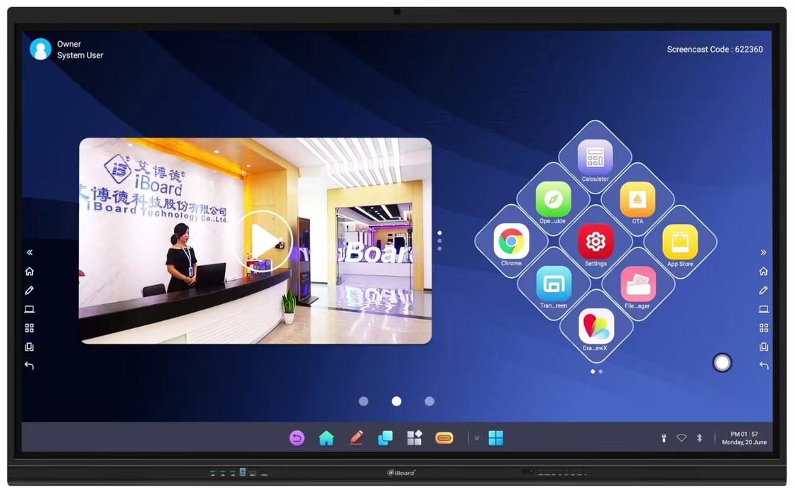 সর্বশেষ Android14 (32+512GB) 75 ইঞ্চি ইন্টারেক্টিভ ফ্ল্যাট প্যানেল উচ্চ শেষ সমাধানের জন্য