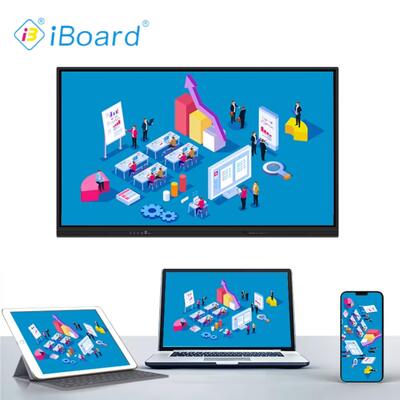 Android OS 13 smart board offering brightness 350cdm2 or higher compatible with various collaboration software and tools